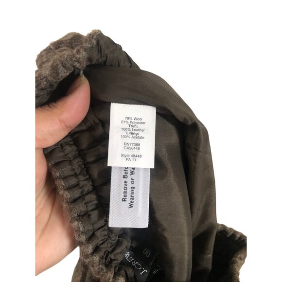 J Crew Brown Chevron Wool Blend Leather Trim Pockets Skirt Size 0 - Picture 7 of 7